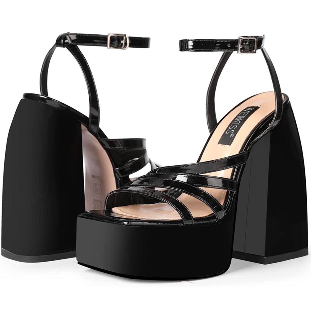 WETKISS black chunky platform heels